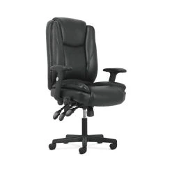 Task Chairs Sadie High-Back Task Chair, Height Adjustable Arms, Height Adjustable Back, Black Leather (BSXVST331)