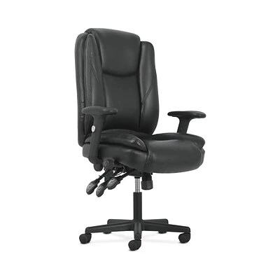 Task Chairs Sadie High-Back Task Chair, Height Adjustable Arms, Height Adjustable Back, Black Leather (BSXVST331)