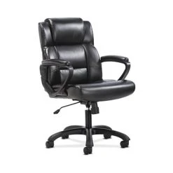 Executive/Managerial Chairs Sadie Mid-Back Executive Chair, Fixed Padded Arms, Black Leather (BSXVST305)