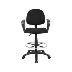 Drafting Chairs Boss Ergonomic Works Tweed Fabric Drafting Stool Black (B1617-BK)