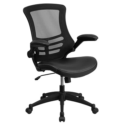 Task Chairs Flash Furniture Mesh Back Faux Leather Computer And Desk Chair, Black (BLX5MLEA)