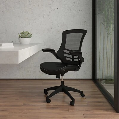 Task Chairs Flash Furniture Mesh Back Faux Leather Computer And Desk Chair, Black (BLX5MLEA) - Image 2